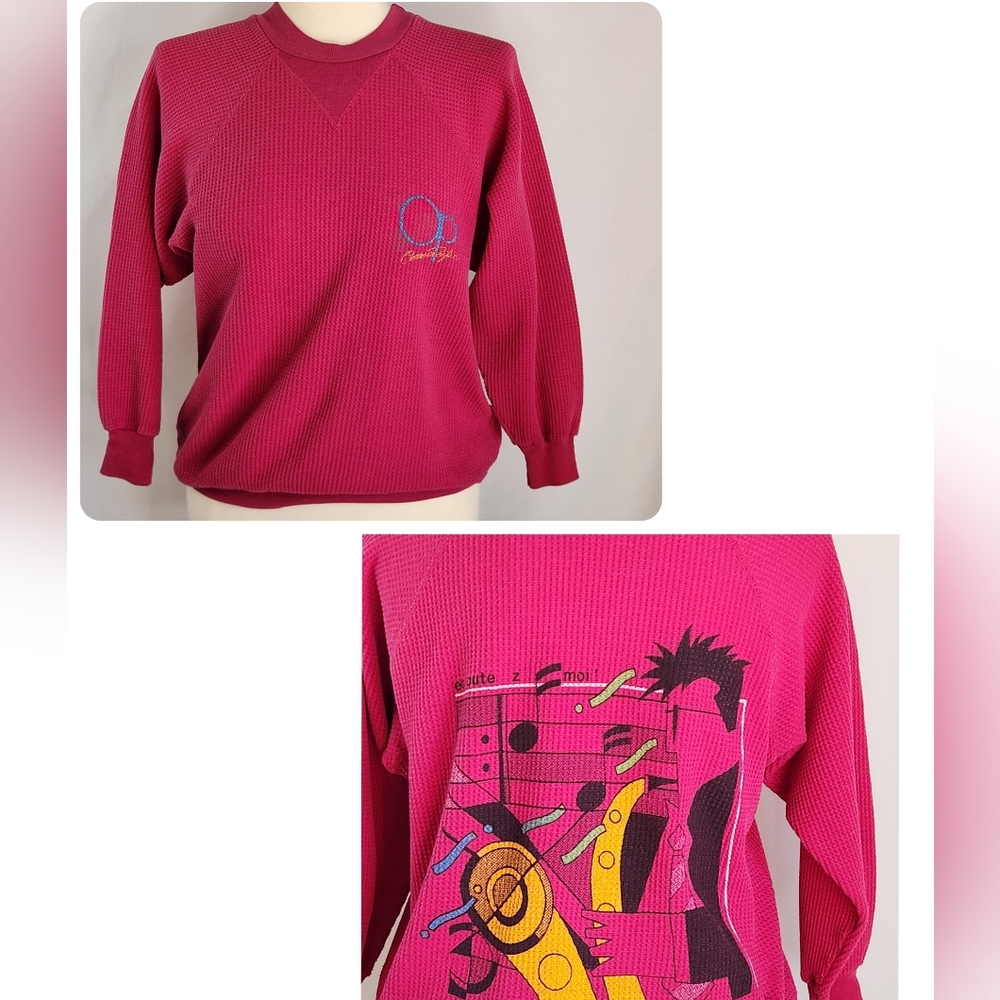 Vintage OP Ocean Pacific Waffle Knit Shirt Jazz Musician Rare